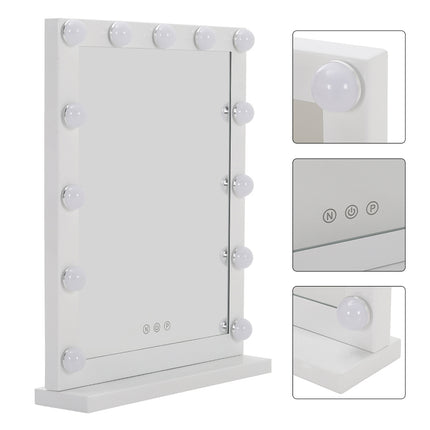 Rectangular Hollywood Lighted Makeup Mirror with Base 42 x 54 cm