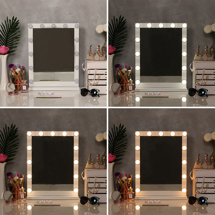 Rectangular Hollywood Lighted Makeup Mirror with Base 42 x 54 cm