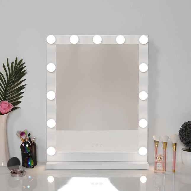 Rectangular Hollywood Lighted Makeup Mirror with Base 42 x 54 cm