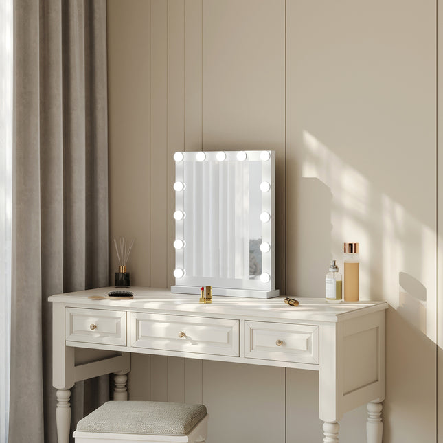 Rectangular Hollywood Lighted Makeup Mirror with Base 42 x 54 cm