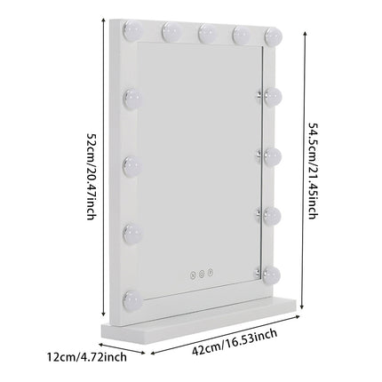 Rectangular Hollywood Lighted Makeup Mirror with Base 42 x 54 cm