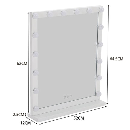 Lighted Hollywood Style Rectangular Makeup Mirror with Base 52×64cm