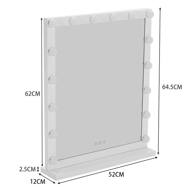 Lighted Hollywood Style Rectangular Makeup Mirror with Base 52×64cm