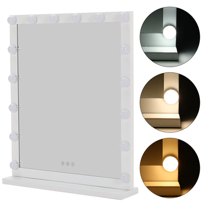 Lighted Hollywood Style Rectangular Makeup Mirror with Base 52×64cm