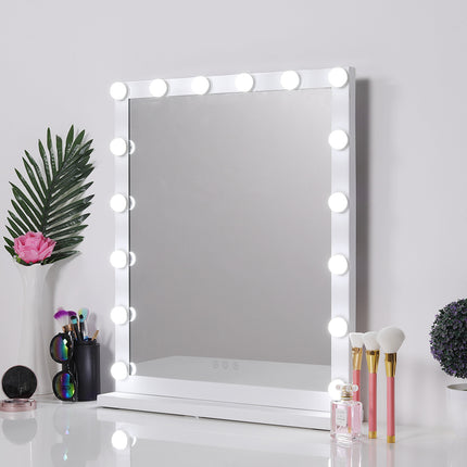 Lighted Hollywood Style Rectangular Makeup Mirror with Base 52×64cm