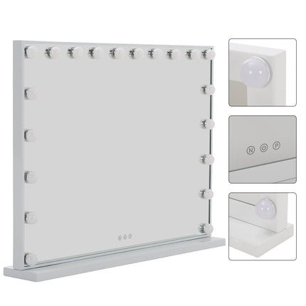 LED Lights Rectangular Makeup Mirror with Base 80x62cm