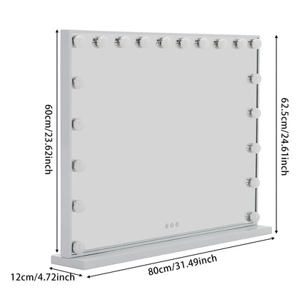 LED Lights Rectangular Makeup Mirror with Base 80x62cm