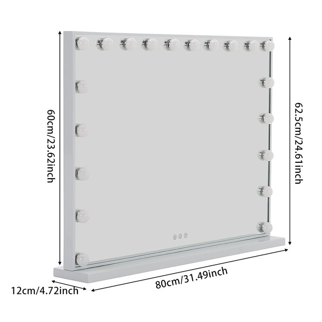 LED Lights Rectangular Makeup Mirror with Base 80x62cm