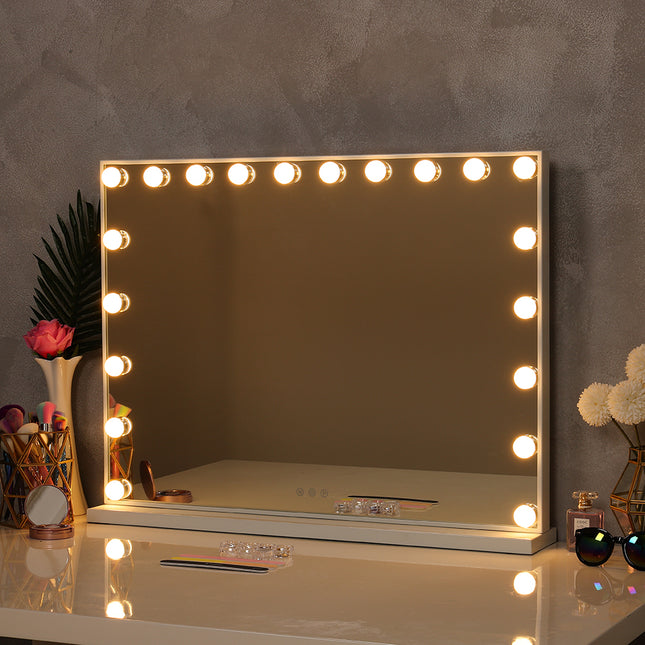 LED Lights Rectangular Makeup Mirror with Base 80x62cm
