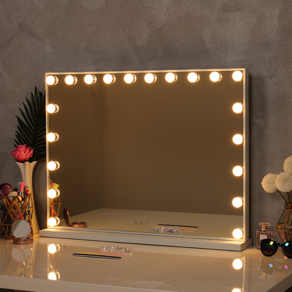 LED Lights Rectangular Makeup Mirror with Base