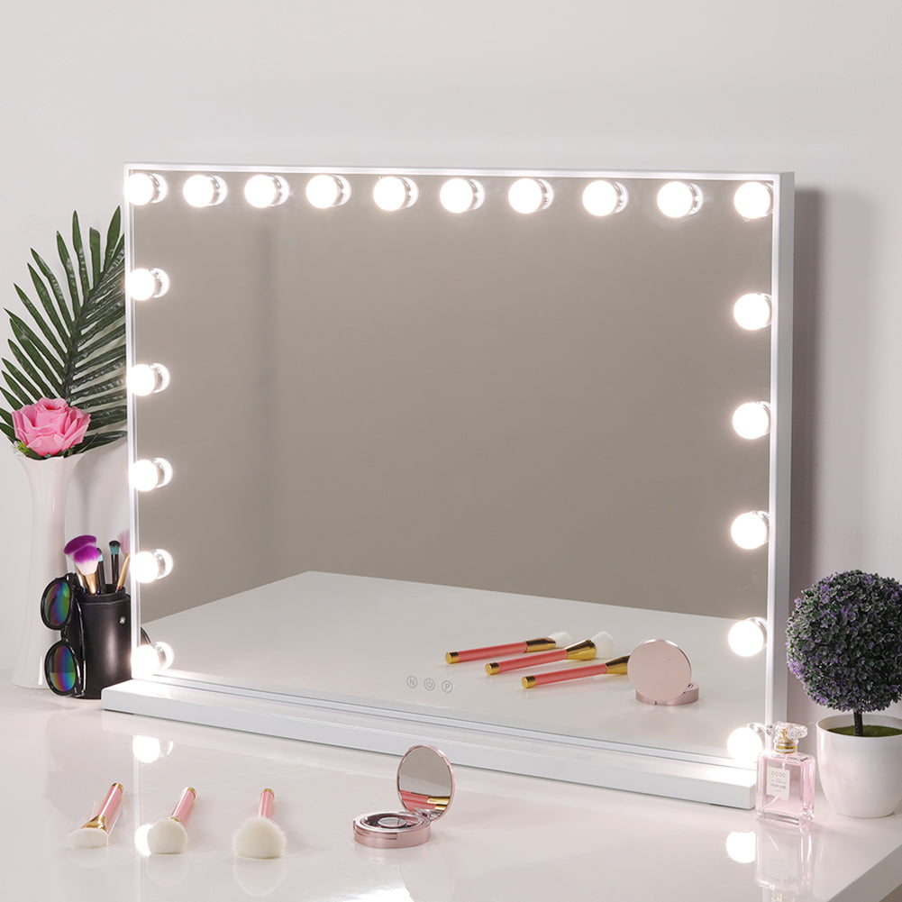 LED Lights Rectangular Makeup Mirror with Base