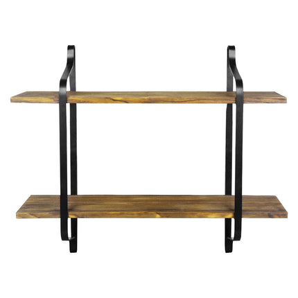 2-Tier Floating Wall Shelf Wooden Bathroom Storage Shelf
