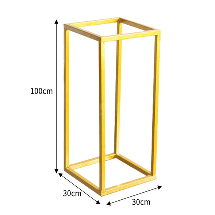 80cm/100cm Golden Metal Rectangular Flower Stand Pedestal