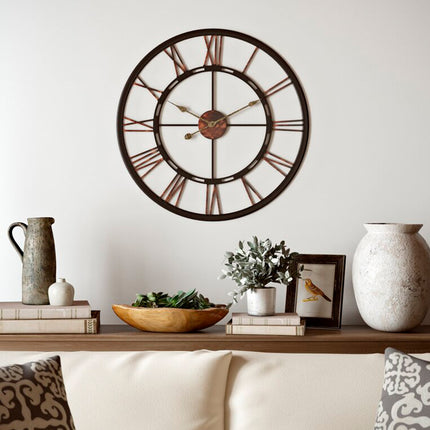 Black 60CM Metal Roman Numerals Wall Clock