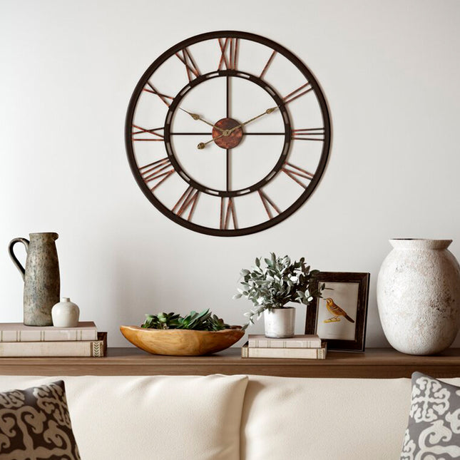 Black 60CM Metal Roman Numerals Wall Clock
