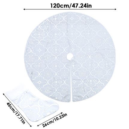 White Round Christmas Tree Base Skirt Xmas Ornament with Stocking