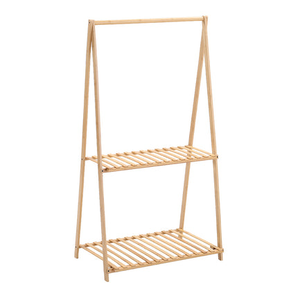 2 Tier Bamboo Hanging Plant Stand Folding Planter Shelves