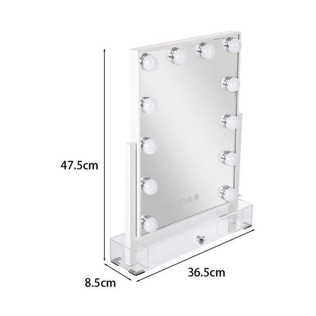 White Hollywood Vanity Makeup Mirror Dimmable with USB Port 36x47 cm