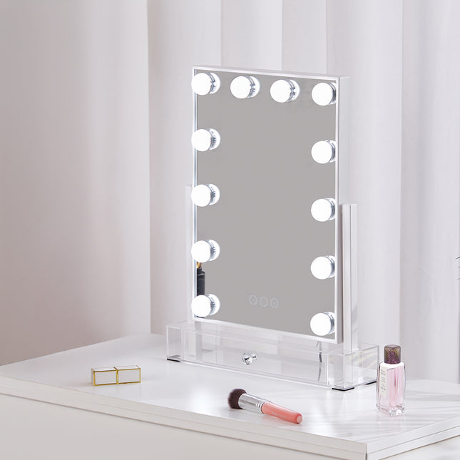 White Hollywood Vanity Makeup Mirror Dimmable with USB Port 36x47 cm