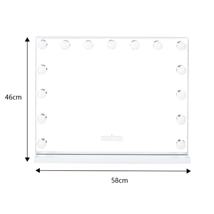 Bluetooth-enabled white Hollywood LED vanity mirror 58x46cm