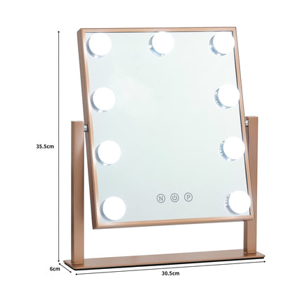 Adjustable LED Hollywood Vanity Mirror Rose Gold 30 x 35 cm