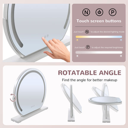 Round Hollywood Vanity Mirror with LED Lights 42×38cm