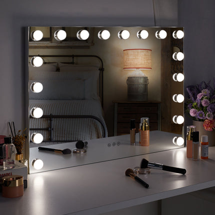 Dimmable LED Rectangle Hollywood Vanity Mirror 18 Bulbs 70 x 50 cm