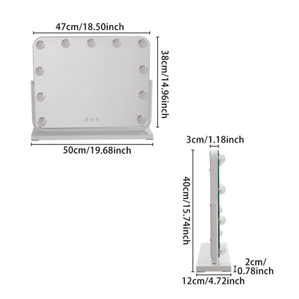 Sheonly Frameless Hollywood Vanity Mirror with 11 Dimmable Lights