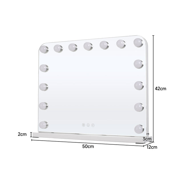 Dimmable Hollywood LED Makeup Vanity Mirror 50 x 40 cm White & Black