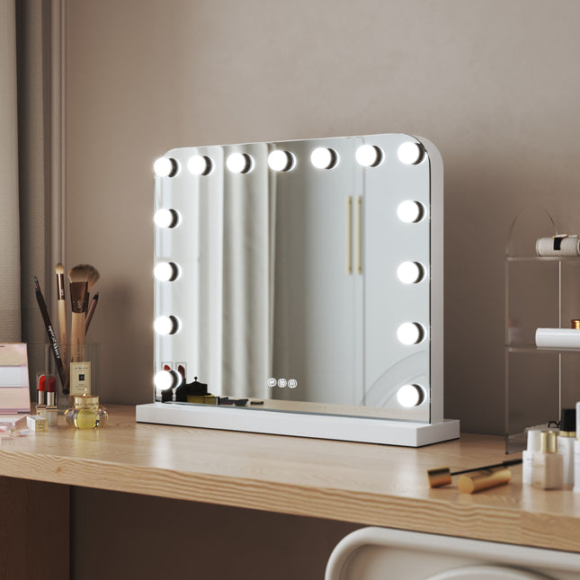 Dimmable Hollywood LED Makeup Vanity Mirror 50 x 40 cm White & Black