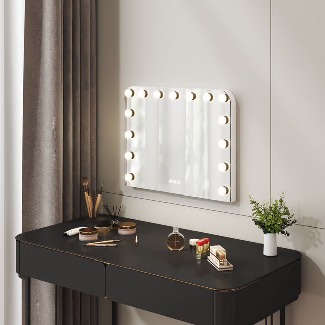Dimmable Hollywood LED Makeup Vanity Mirror 50 x 40 cm White & Black