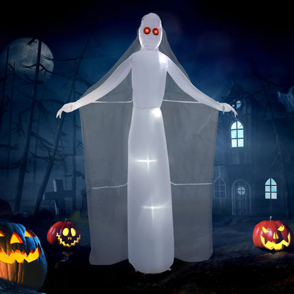 Halloween Inflatable White Tall Ghost Bride with Red Eyes
