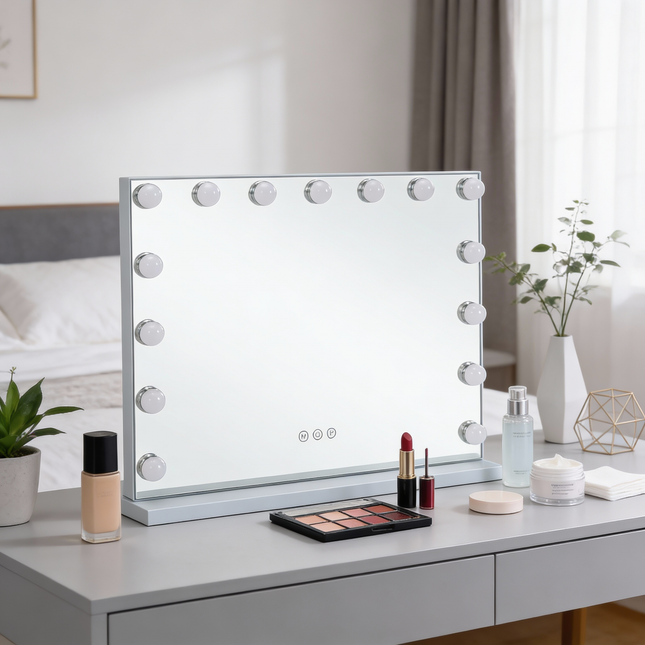Frameless Hollywood LED Lighted Cosmetic Mirror 58 x 46 cm