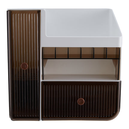 Large Capacity White Makeup Organizer with Semi Transparent Drawers