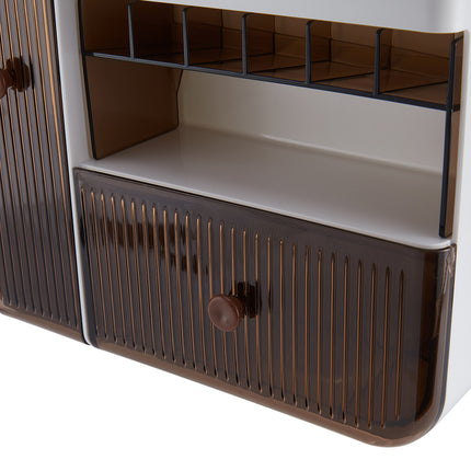 Large Capacity White Makeup Organizer with Semi Transparent Drawers