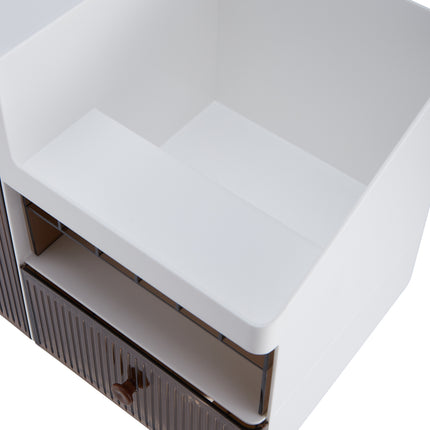 Large Capacity White Makeup Organizer with Semi Transparent Drawers