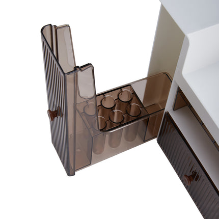 Large Capacity White Makeup Organizer with Semi Transparent Drawers