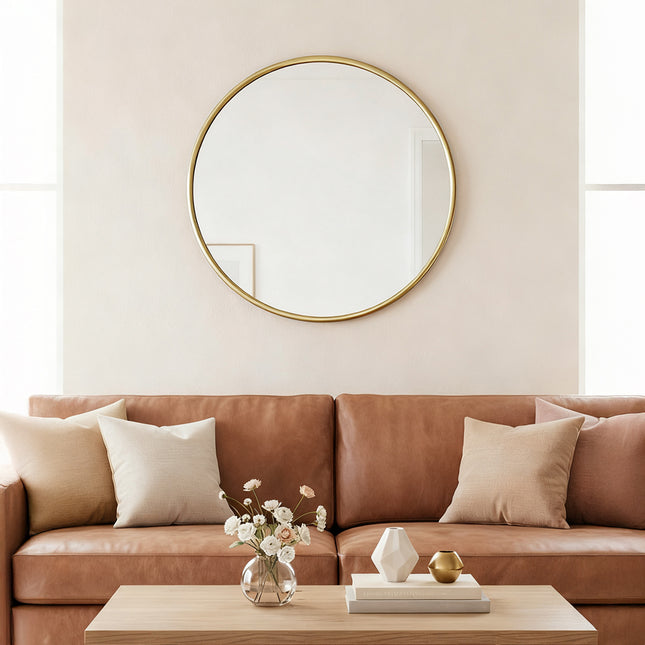 60cm Gold Round Wall Mirror for Bathroom/ Living Room