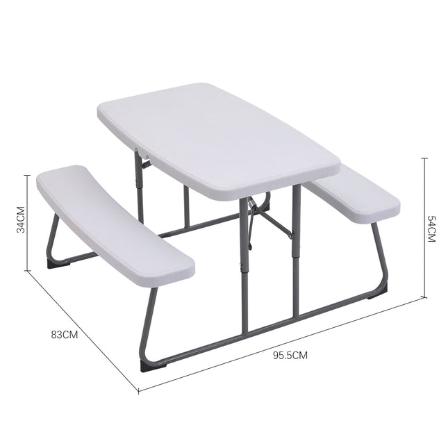 Beige Foldable Picnic Table and Bench Set for Kids