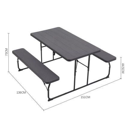 Black Foldable Picnic Table and Bench Set
