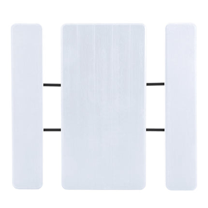 Foldable White Bench and Picnic Table Set