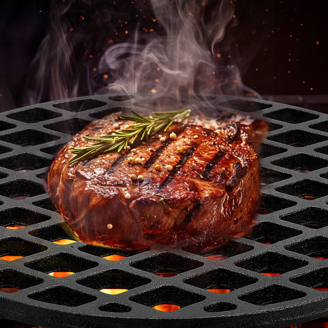 Black Round 30cm Cast Iron Grill Grate