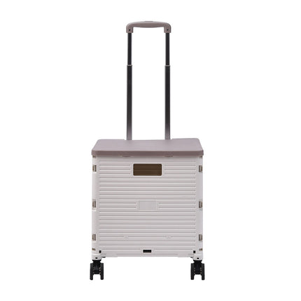 Magnetic-Lidded 55L Collapsible Rolling Utility Crate in White