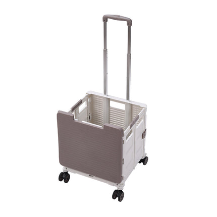 Magnetic-Lidded 55L Collapsible Rolling Utility Crate in White