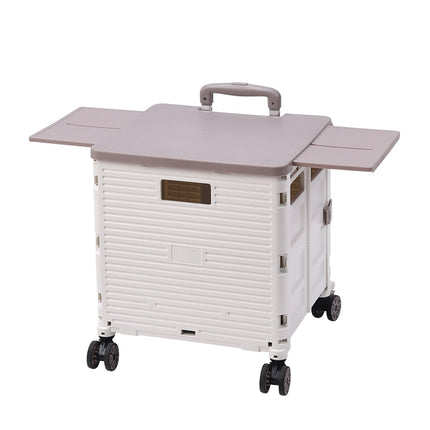 Magnetic-Lidded 55L Collapsible Rolling Utility Crate in White