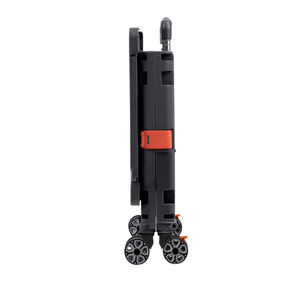 Black 55L Collapsible Rolling Utility Crate with Magnetic Lid and Adjustable Handle