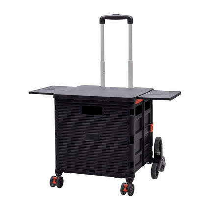 Black 55L Collapsible Rolling Utility Crate with Magnetic Lid and 8 Wheels