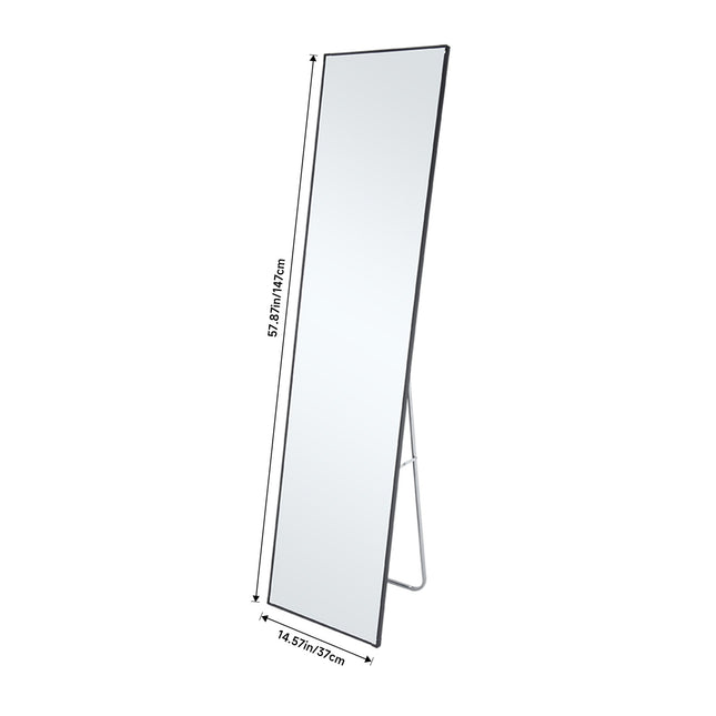150cm Black Slim Frame Freestanding Wall Mounted Mirror