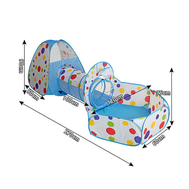 Play Tent Set for Kids Pop Up with Tunnel Ball Pit Playhouse