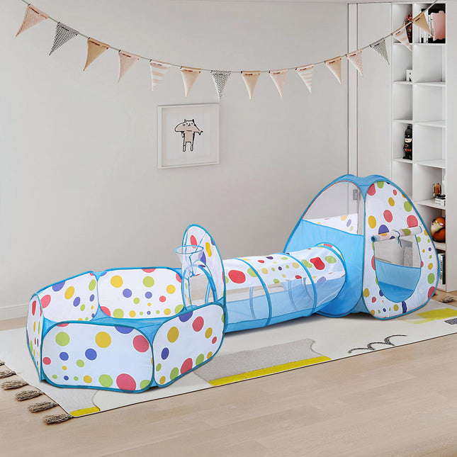 Play Tent Set for Kids Pop Up with Tunnel Ball Pit Playhouse